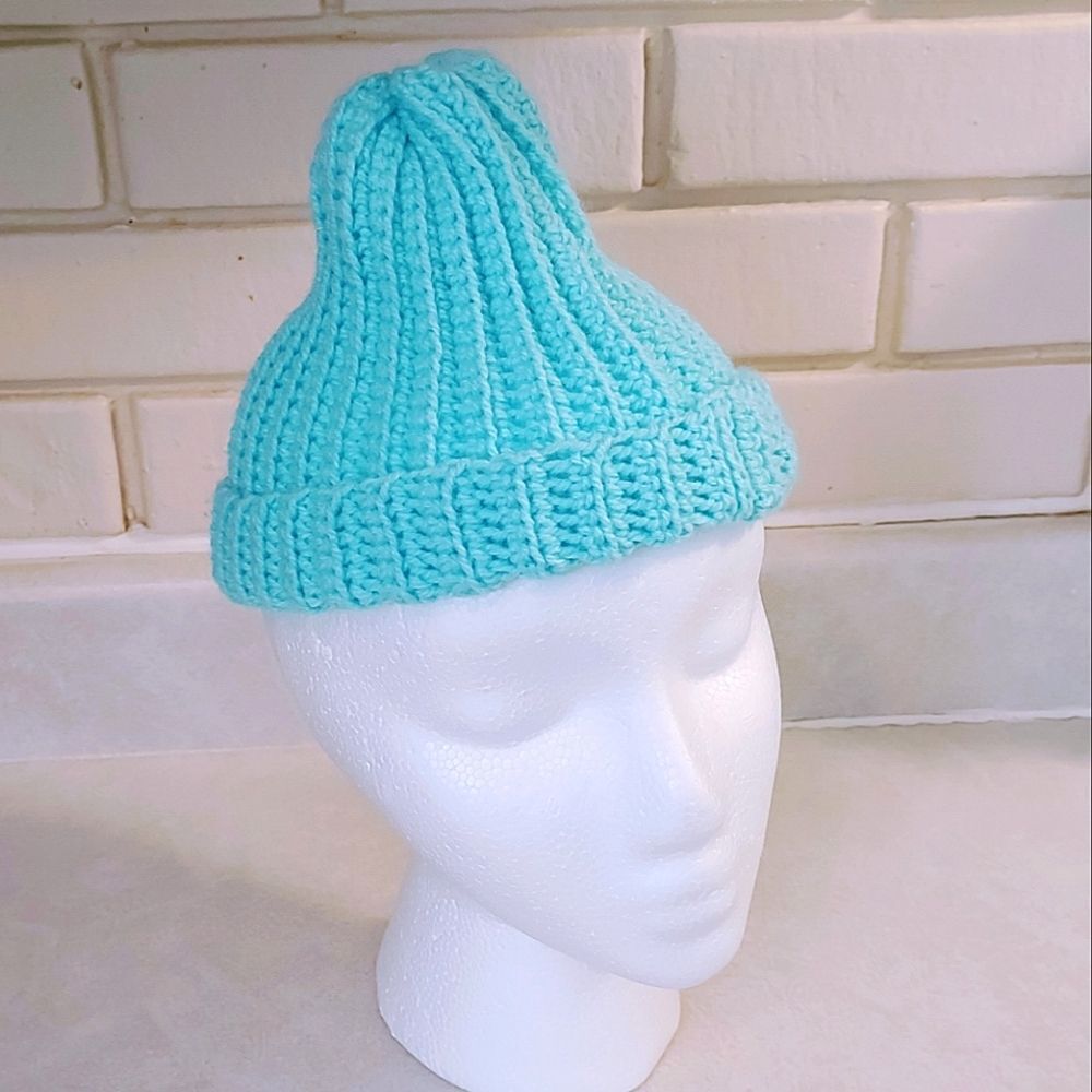 HANDMADE CROCHET AQUAMARINE UNISEX KIDS HAT